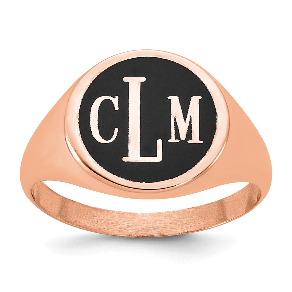 Sterling Silver/Rose-plated with Epoxy Monogram Ring