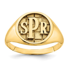 Sterling Silver/Gold-plated Textured Monogram Signet Ring
