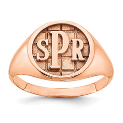 Sterling Silver/Rose-plated Textured Monogram Signet Ring