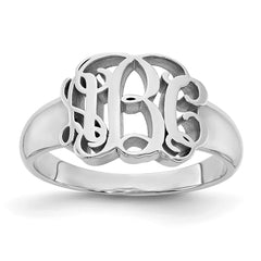 Sterling Silver/Rhodium-plated Monogram Ring