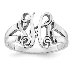 Sterling Silver/Rhodium-plated Monogram Ring