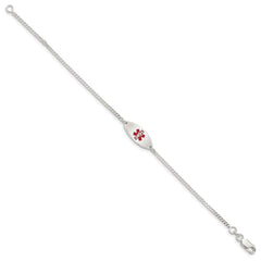 Sterling Silver Rhodium-plated Enamel Medical Jewelry Bracelet XSM154