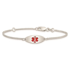 Sterling Silver Rhodium-plated Enamel Medical Jewelry Bracelet XSM154