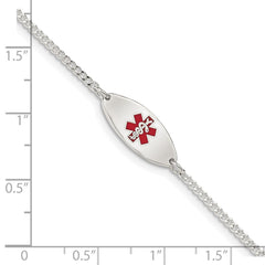 Sterling Silver Rhodium-plated Enamel Medical Jewelry Bracelet XSM154