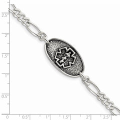 Sterling Silver Antiqued / Polished Medical Bracelet XSM157