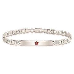 Sterling Silver Polished Medical Anchor Link ID Bracelet XSM158