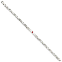 Sterling Silver Polished Medical Figaro Anchor Link ID Bracelet XSM159