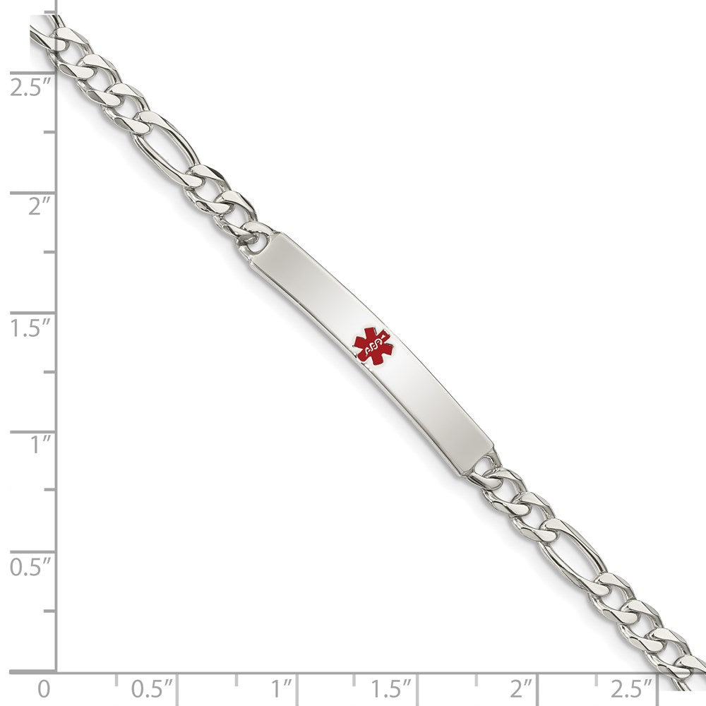 Sterling Silver Polished Medical Figaro Anchor Link ID Bracelet XSM159