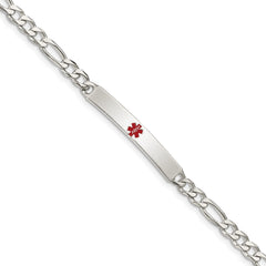 Sterling Silver Polished Medical Figaro Anchor Link ID Bracelet XSM159