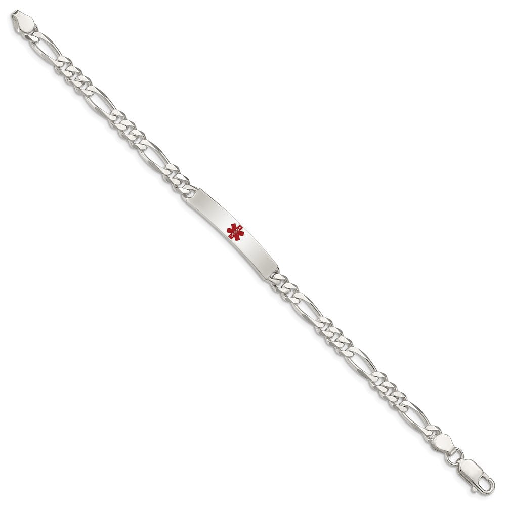 Sterling Silver Polished Medical Figaro Anchor Link ID Bracelet XSM160