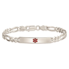Sterling Silver Polished Medical Figaro Anchor Link ID Bracelet XSM160