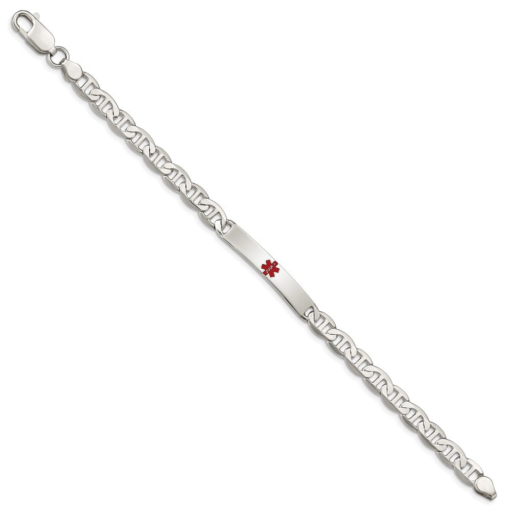 Sterling Silver Polished Medical Anchor Link ID Bracelet XSM161