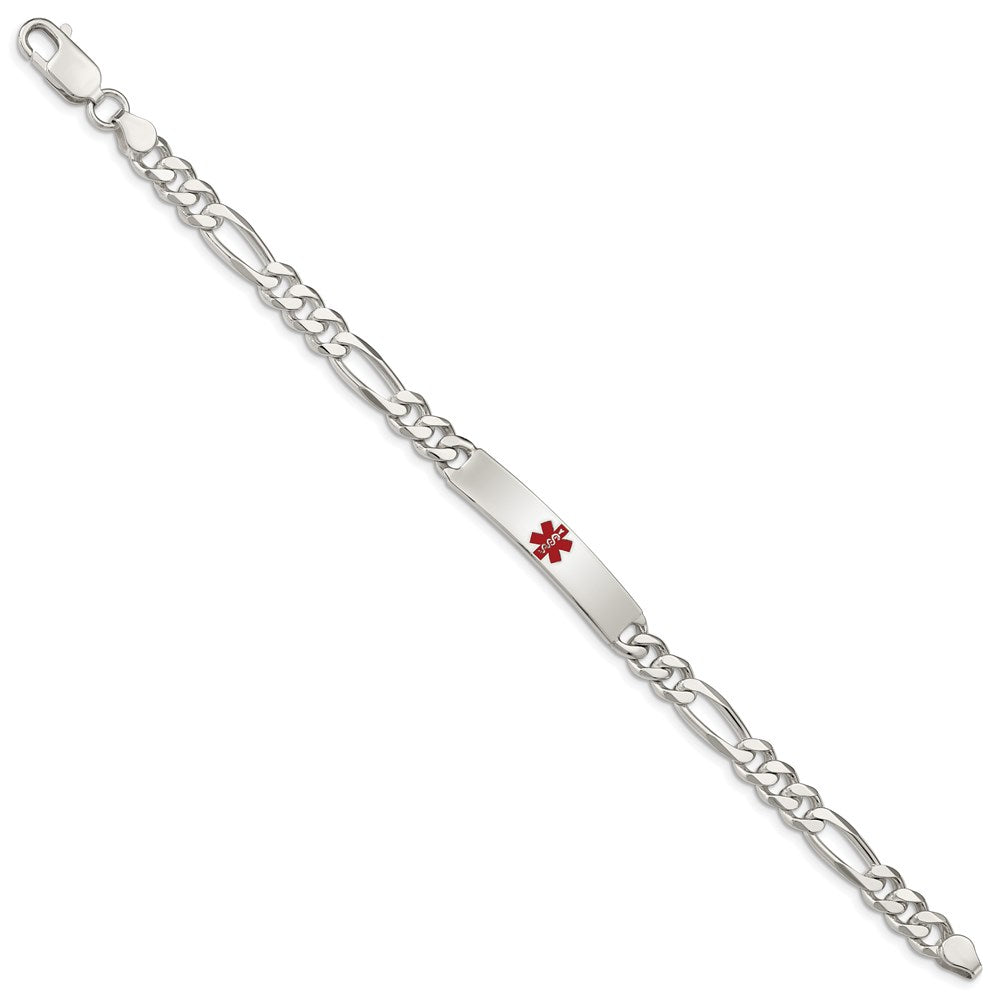 Sterling Silver Polished Medical Figaro Anchor Link ID Bracelet XSM162