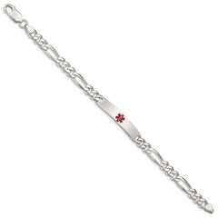 Sterling Silver Polished Medical Figaro Anchor Link ID Bracelet XSM162