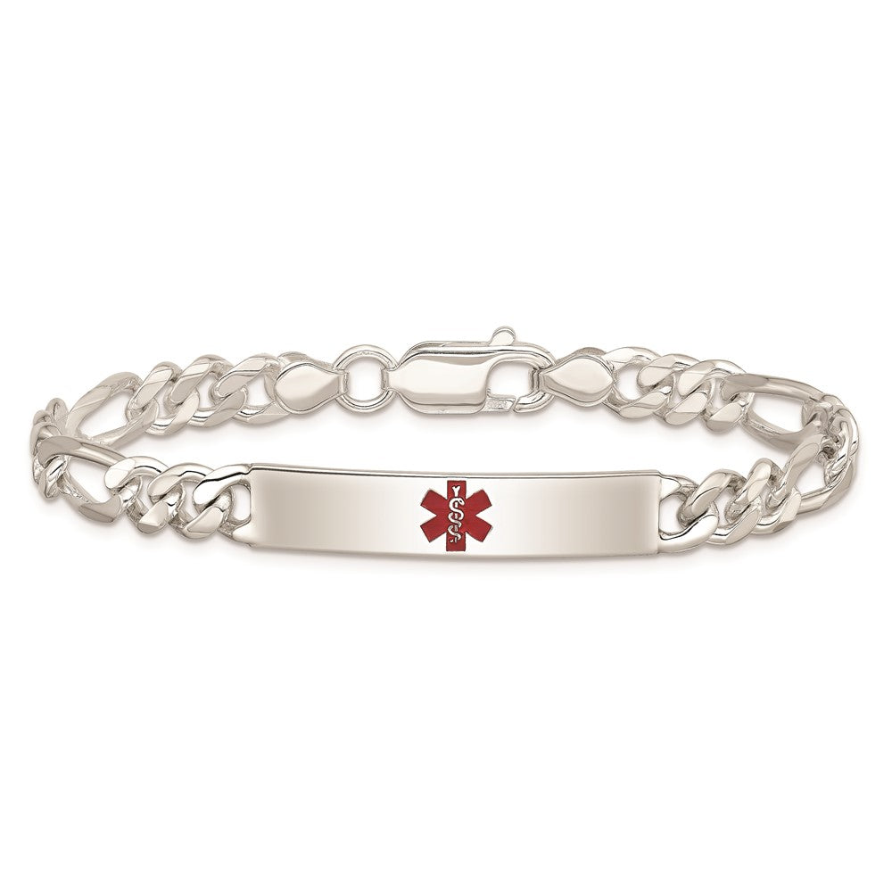 Sterling Silver Polished Medical Figaro Anchor Link ID Bracelet XSM162