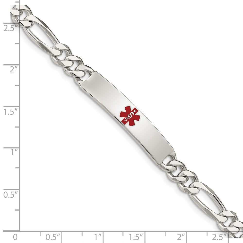 Sterling Silver Polished Medical Figaro Anchor Link ID Bracelet XSM162