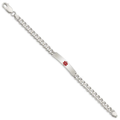 Sterling Silver Polished Medical Curb Link ID Bracelet XSM163