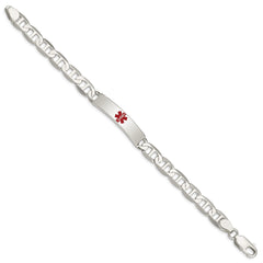 Sterling Silver Polished Medical Anchor Link ID Bracelet XSM165