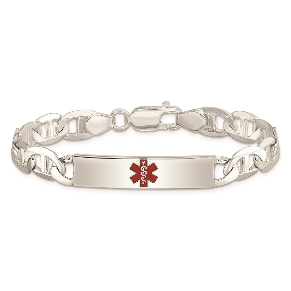Sterling Silver Polished Medical Anchor Link ID Bracelet XSM165
