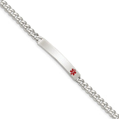 Sterling Silver Polished Medical Curb Link ID Bracelet XSM166