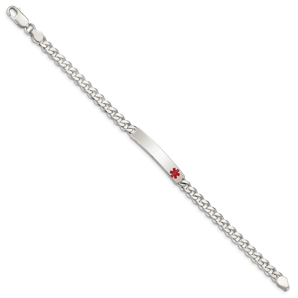 Sterling Silver Polished Medical Curb Link ID Bracelet XSM167