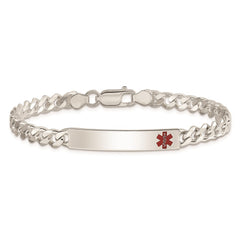 Sterling Silver Polished Medical Curb Link ID Bracelet XSM167