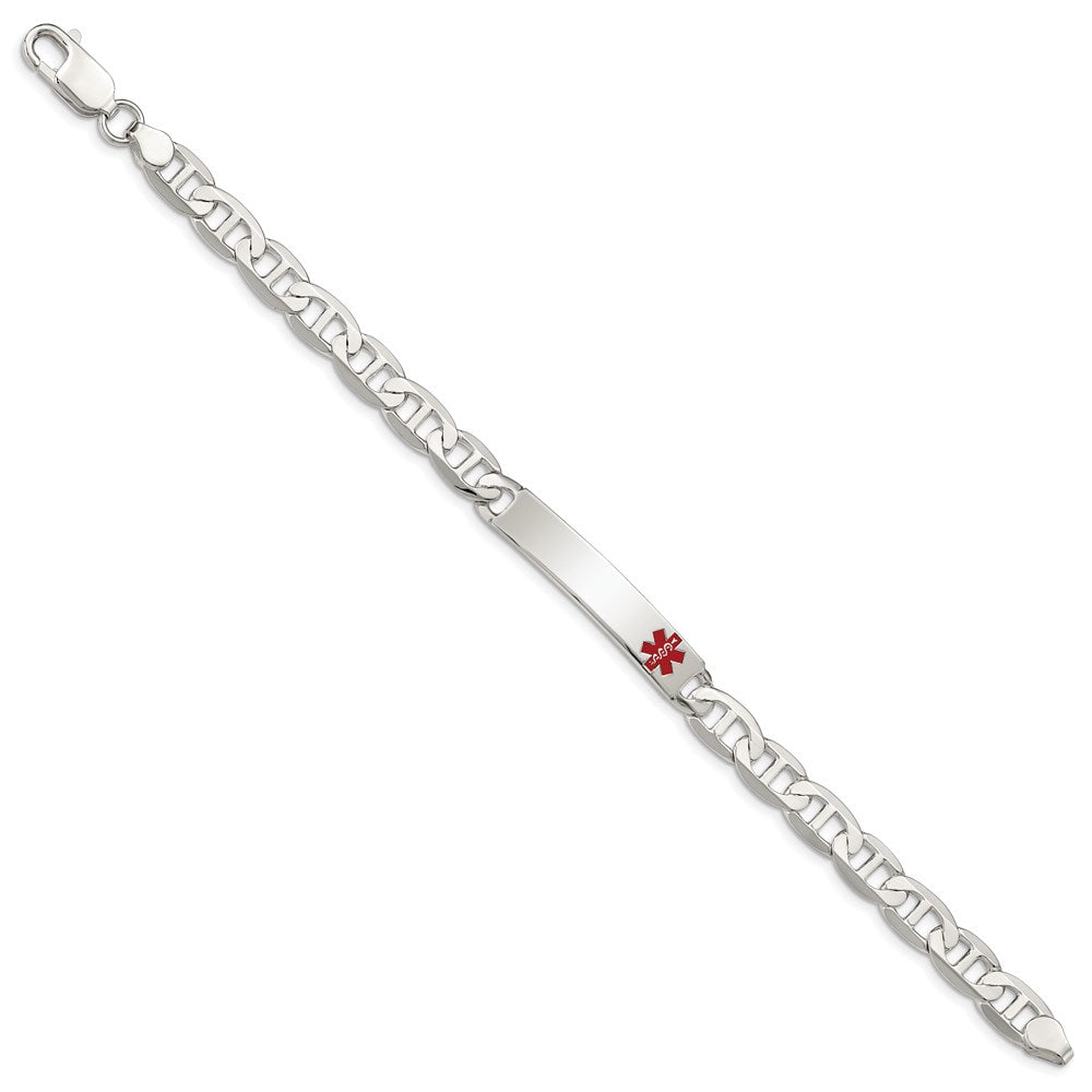 Sterling Silver Polished Medical Anchor Link ID Bracelet XSM168