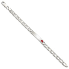 Sterling Silver Polished Medical Anchor Link ID Bracelet XSM168