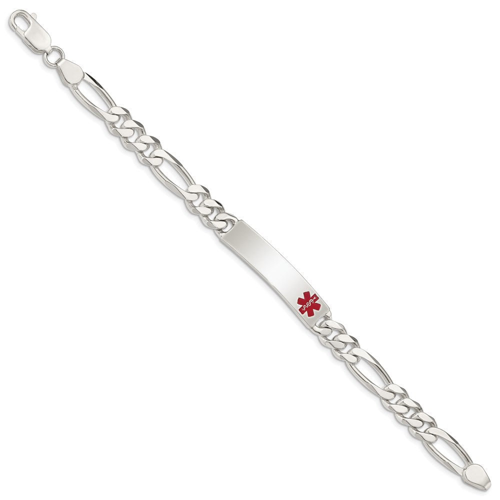 Sterling Silver Polished Medical Figaro Anchor Link ID Bracelet XSM170