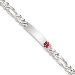 Sterling Silver Polished Medical Figaro Anchor Link ID Bracelet XSM170