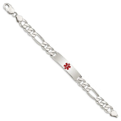 Sterling Silver Polished Medical Figaro Anchor Link ID Bracelet XSM173