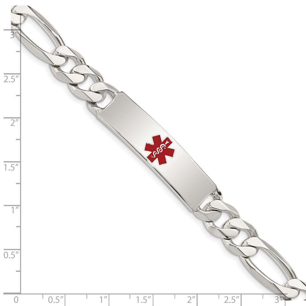 Sterling Silver Polished Medical Figaro Anchor Link ID Bracelet XSM173