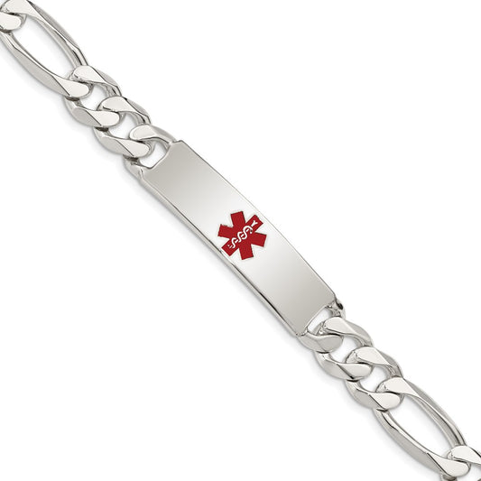 Sterling Silver Polished Medical Figaro Anchor Link ID Bracelet XSM173