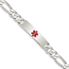 Sterling Silver Polished Medical Figaro Anchor Link ID Bracelet XSM173