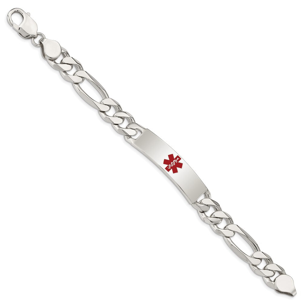 Sterling Silver Polished Medical Figaro Anchor Link ID Bracelet XSM176