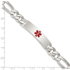 Sterling Silver Polished Medical Figaro Anchor Link ID Bracelet XSM176