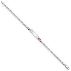 Sterling Silver Rhodium-plated Medical ID Anchor Link Bracelet XSM18