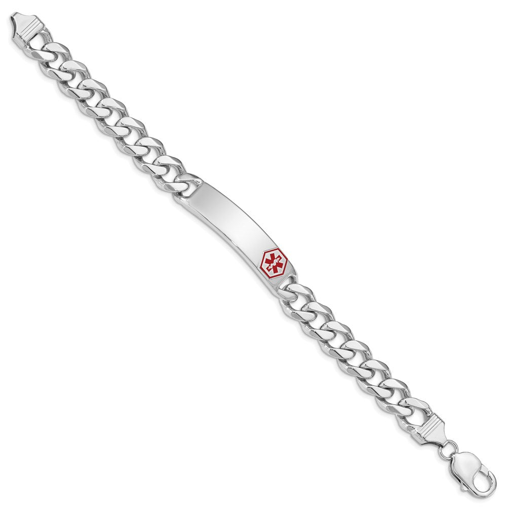 Sterling Silver Rhodium-plated Medical ID Curb Link Bracelet XSM28