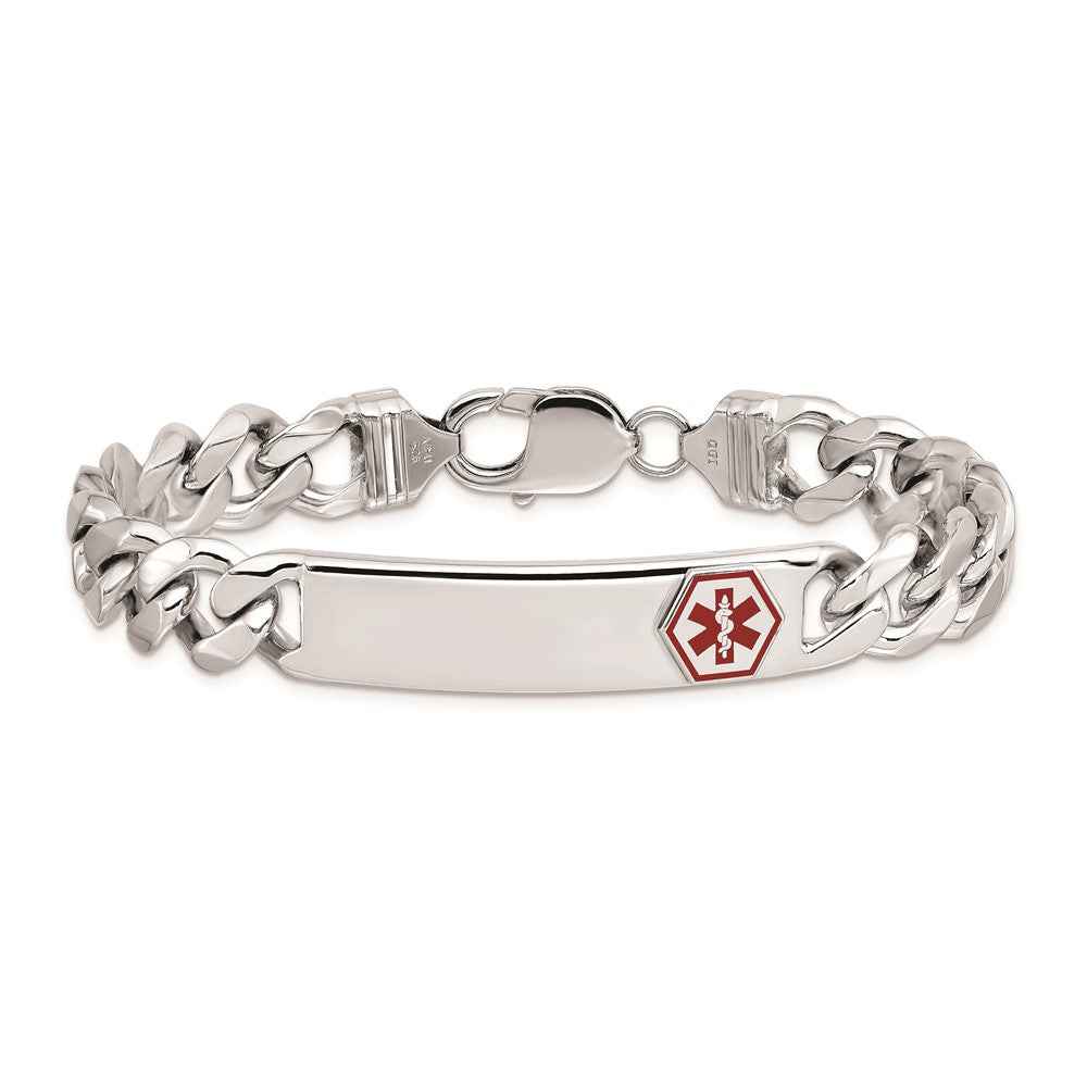 Sterling Silver Rhodium-plated Medical ID Curb Link Bracelet XSM28