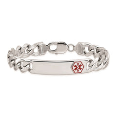 Sterling Silver Rhodium-plated Medical ID Curb Link Bracelet XSM28