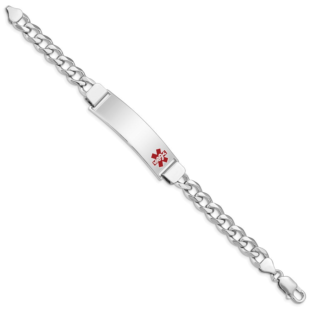 Sterling Silver Rhodium-plated Medical ID Curb Link Bracelet XSM34