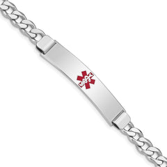Sterling Silver Rhodium-plated Medical ID Curb Link Bracelet XSM37