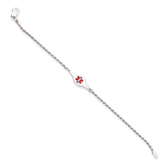Sterling Silver Rhodium-plated Medical ID Rope Link Bracelet XSM40