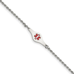 Sterling Silver Rhodium-plated Medical ID Rope Link Bracelet XSM40