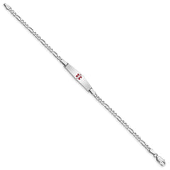 Sterling Silver Rhodium-plated Medical ID Figaro Link Bracelet XSM43