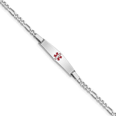 Sterling Silver Rhodium-plated Medical ID Figaro Link Bracelet XSM43
