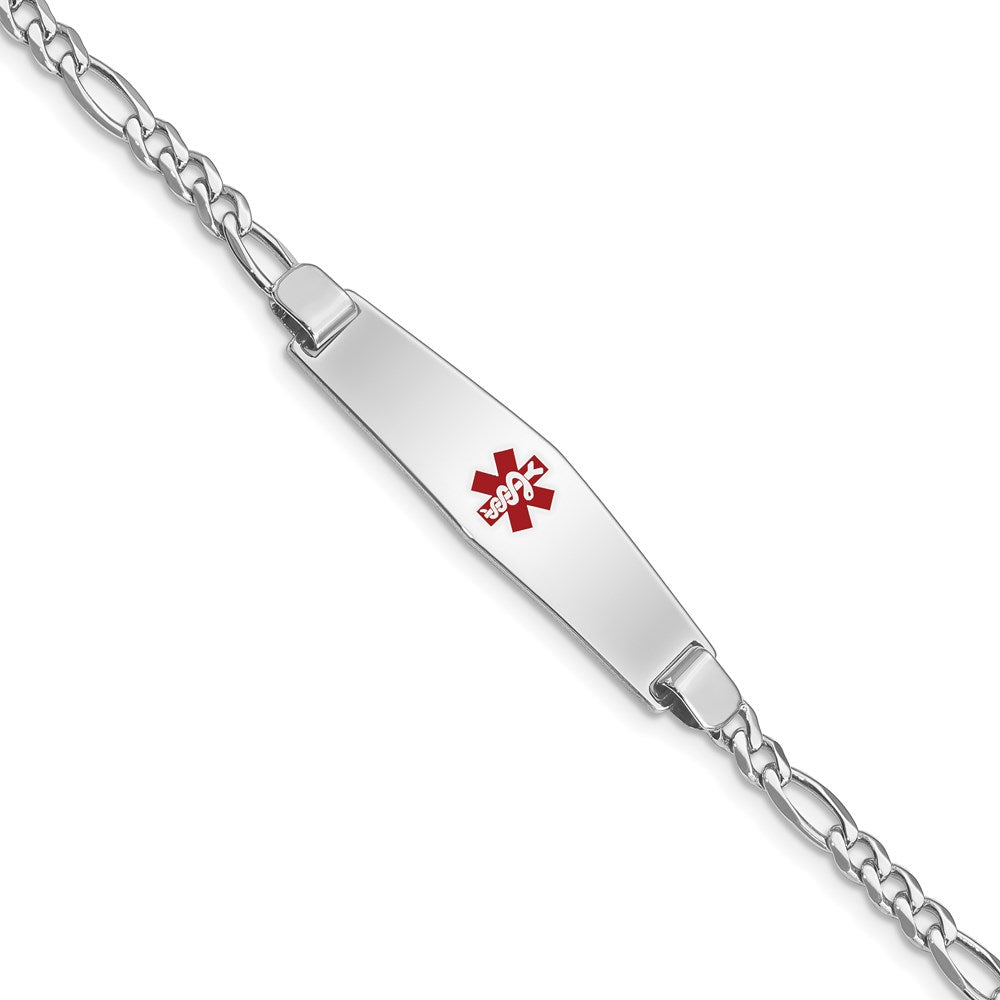 Sterling Silver Rhodium-plated Medical ID Figaro Link Bracelet XSM46