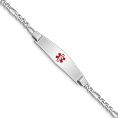 Sterling Silver Rhodium-plated Medical ID Figaro Link Bracelet XSM46
