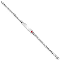 Sterling Silver Rhodium Children's Medical ID Bracelet w/Figaro ID Bracelet XSM53