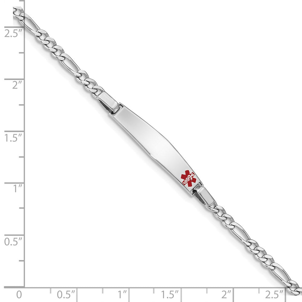 Sterling Silver Rhodium Children's Medical ID Bracelet w/Figaro ID Bracelet XSM53